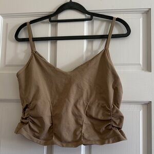 Free People Movement Tan Ruched Built in Bra Top